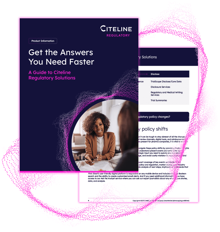 PDF previews of the A Guide to Regulatory and Compliance Solutions by Citeline.