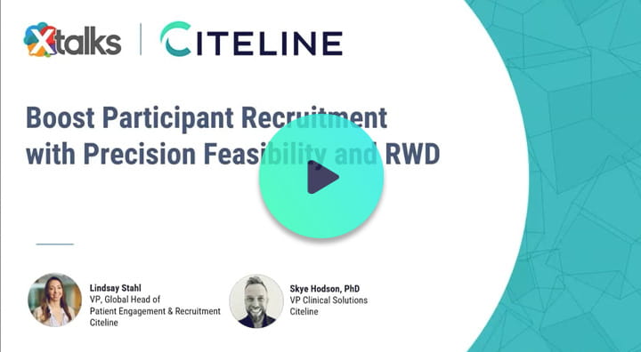 Video preview of the on-demand webinar titled "Boost Participant Recruitment with Precision Feasibility and RWD". 