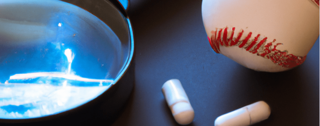 A baseball and a magnifying glass side by side, highlighting the contrast between sports and investigation.