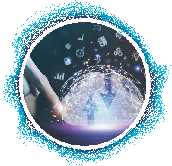 A finger touching a globe